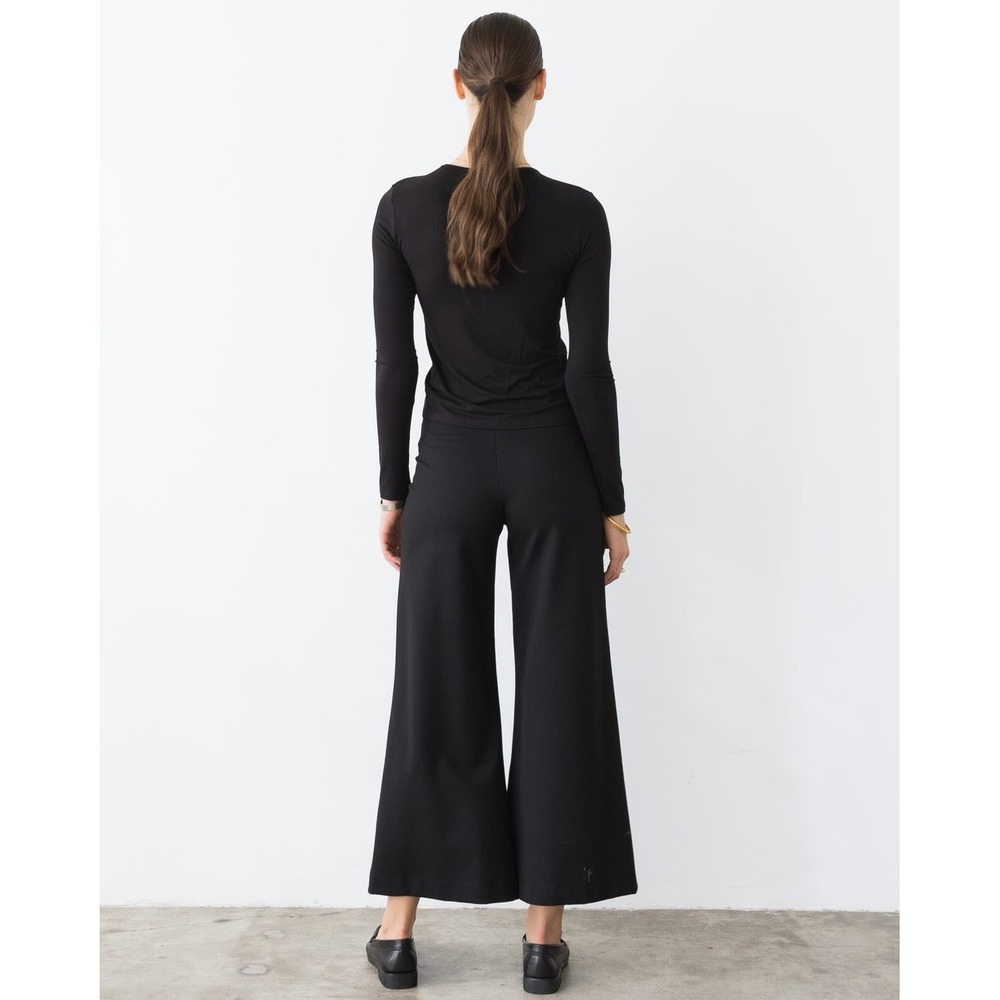Ripley Rader BLACK PONTE KNIT CROPPED WIDE LEG PANT small